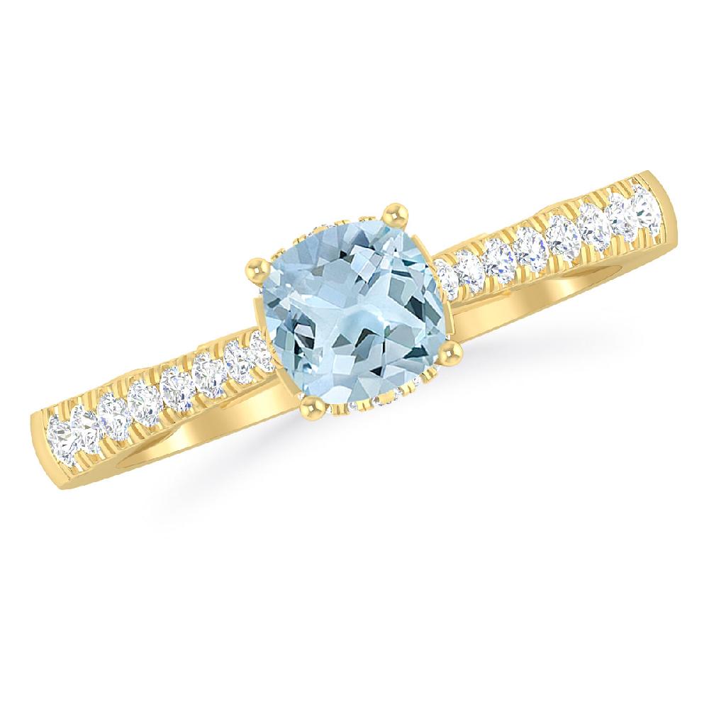 Yellow Gold - Aquamarine