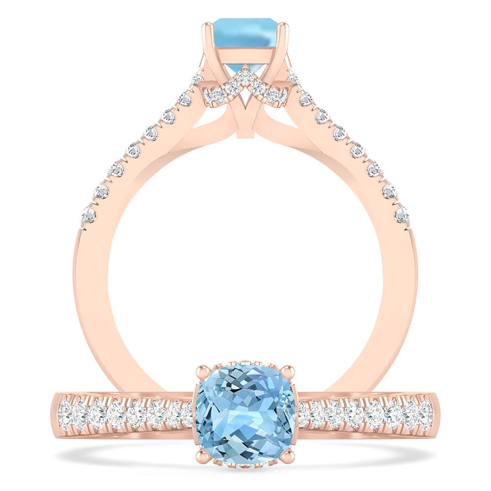 Rose Gold - Aquamarine