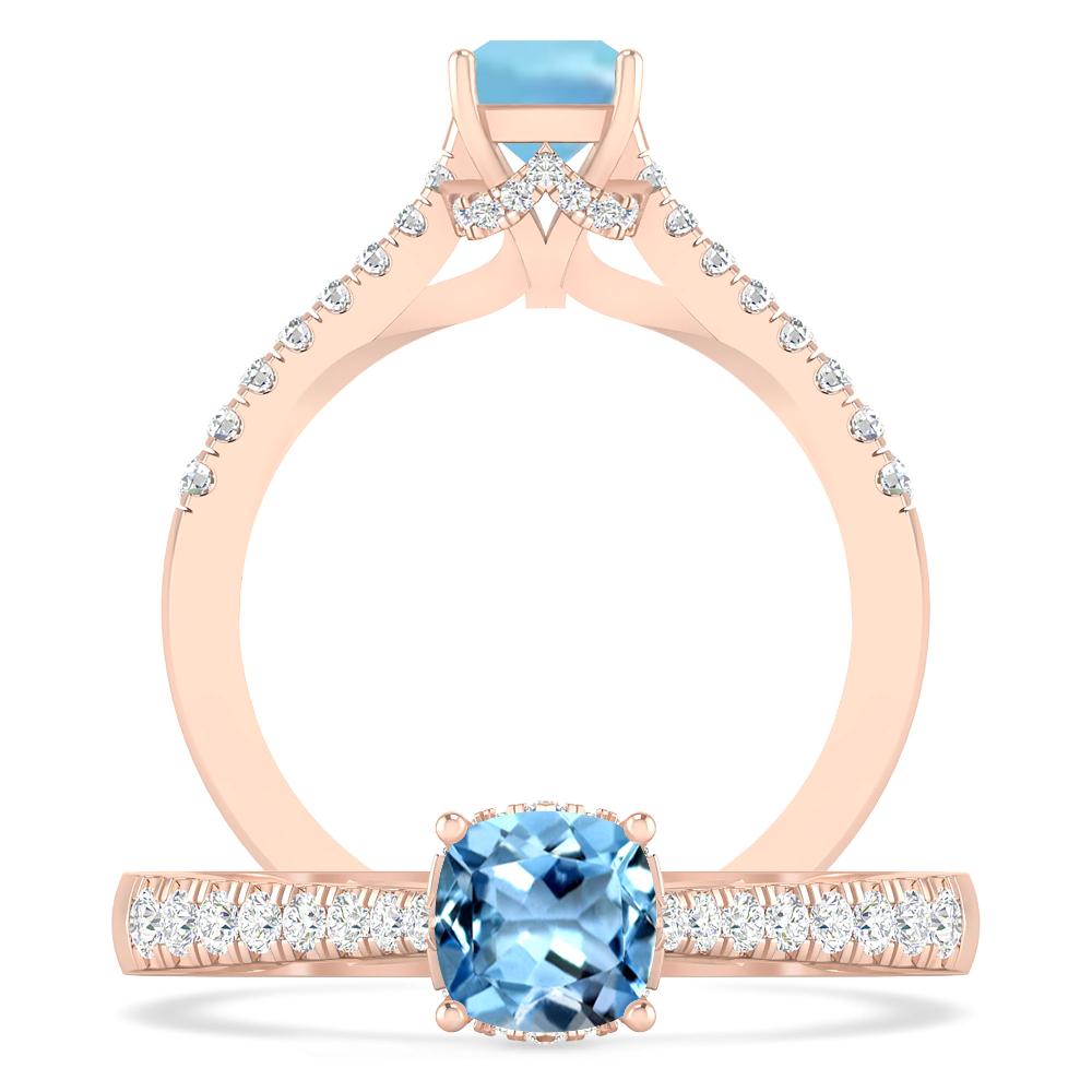 Rose Gold - Aquamarine