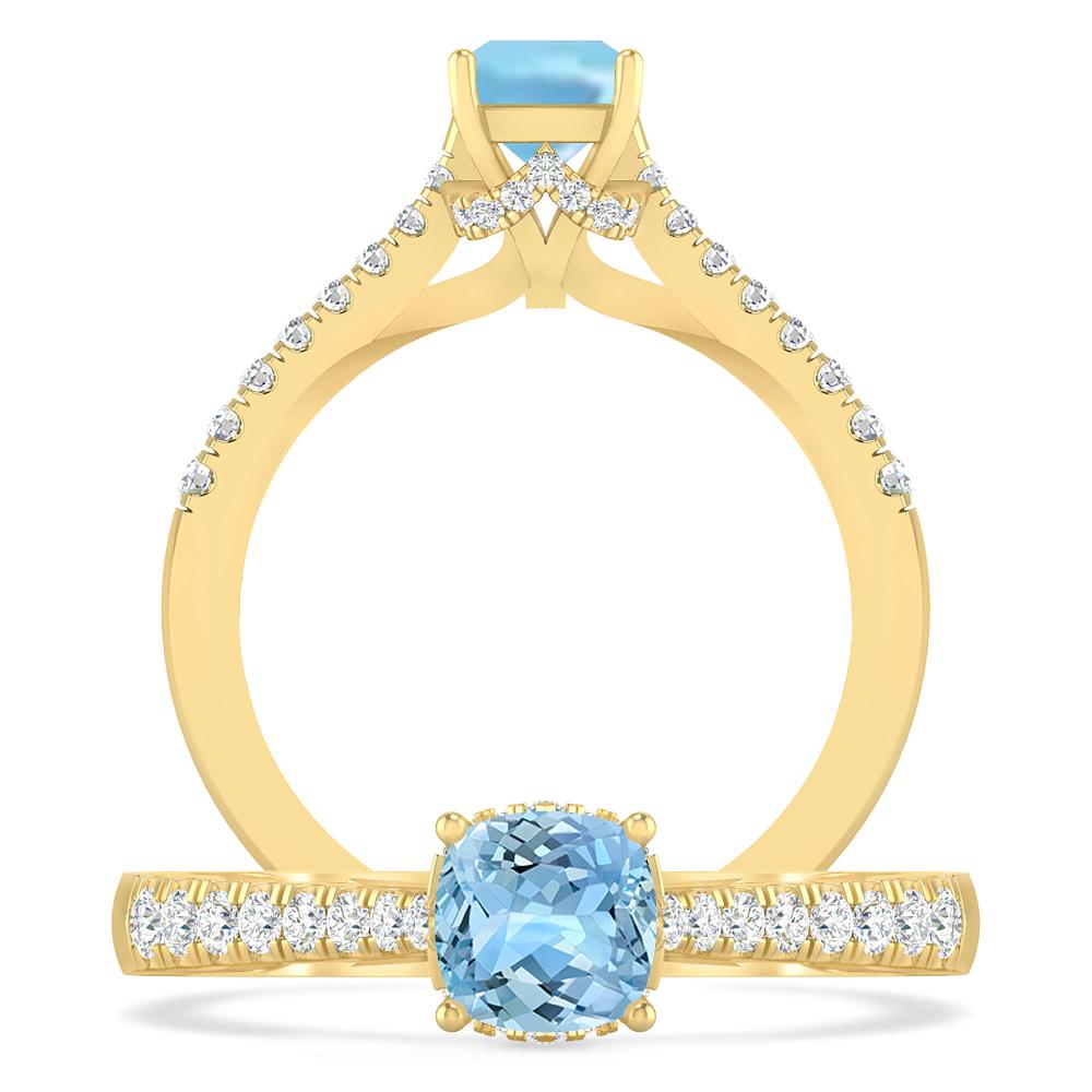 Yellow Gold - Aquamarine