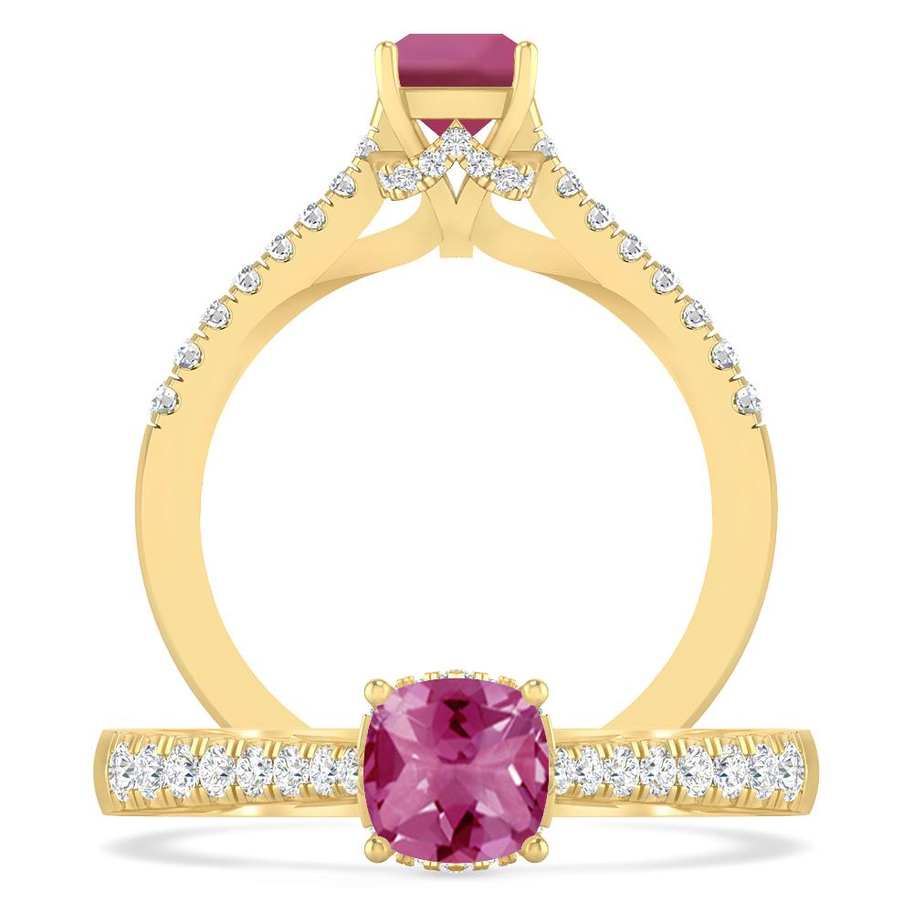 Yellow Gold - Pink Tourmaline