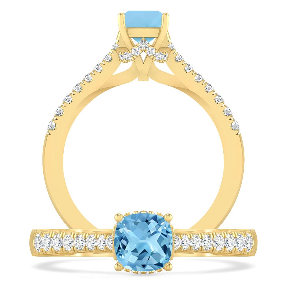 Yellow Gold - Blue Topaz