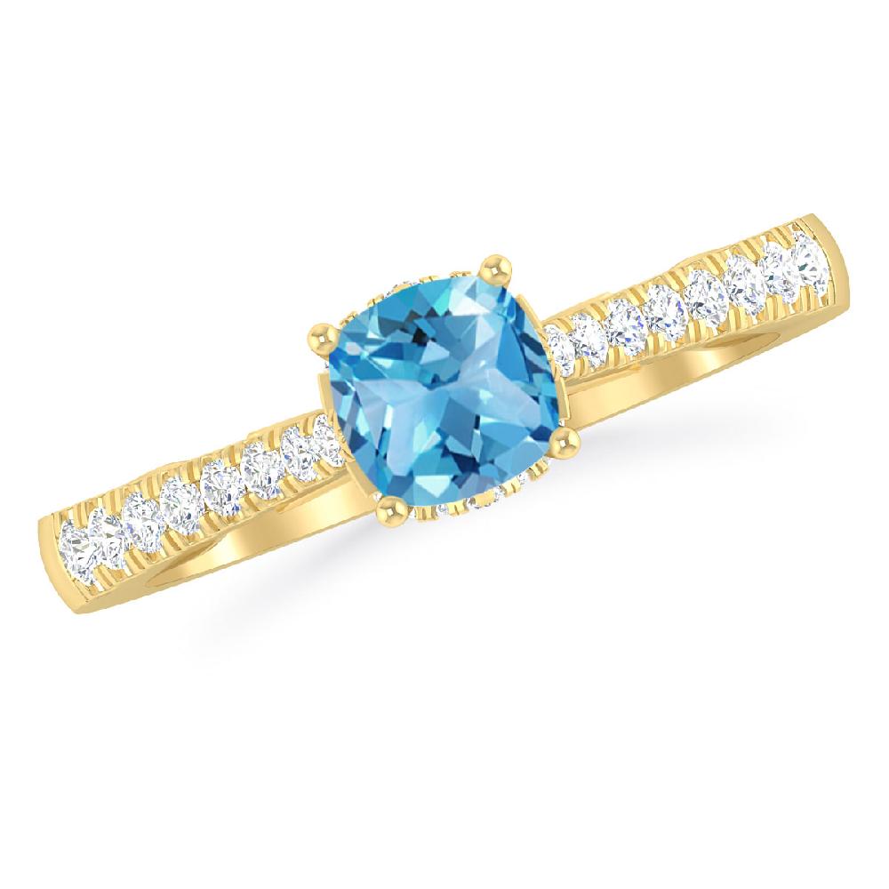 Yellow Gold - Blue Topaz