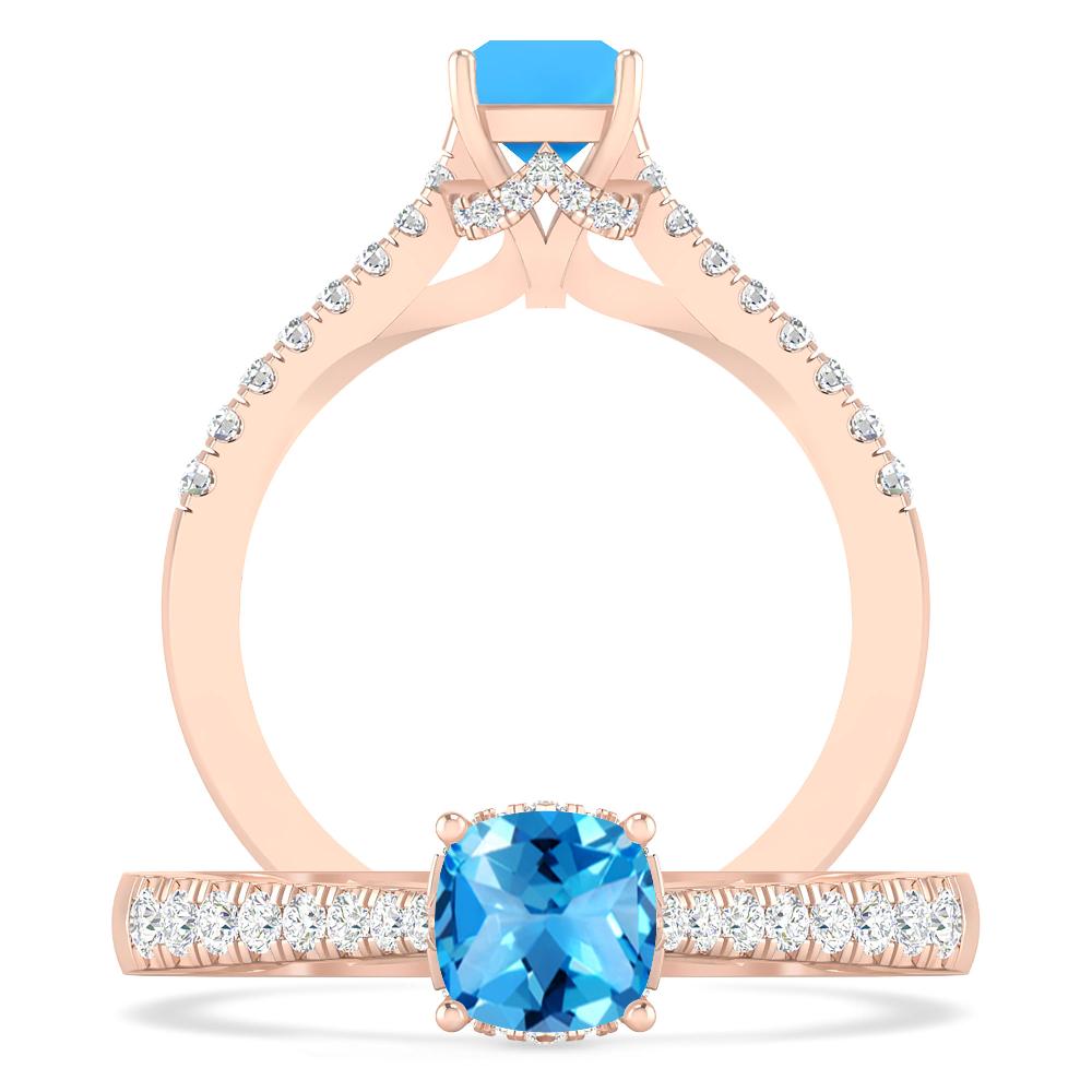 Rose Gold - Blue Topaz