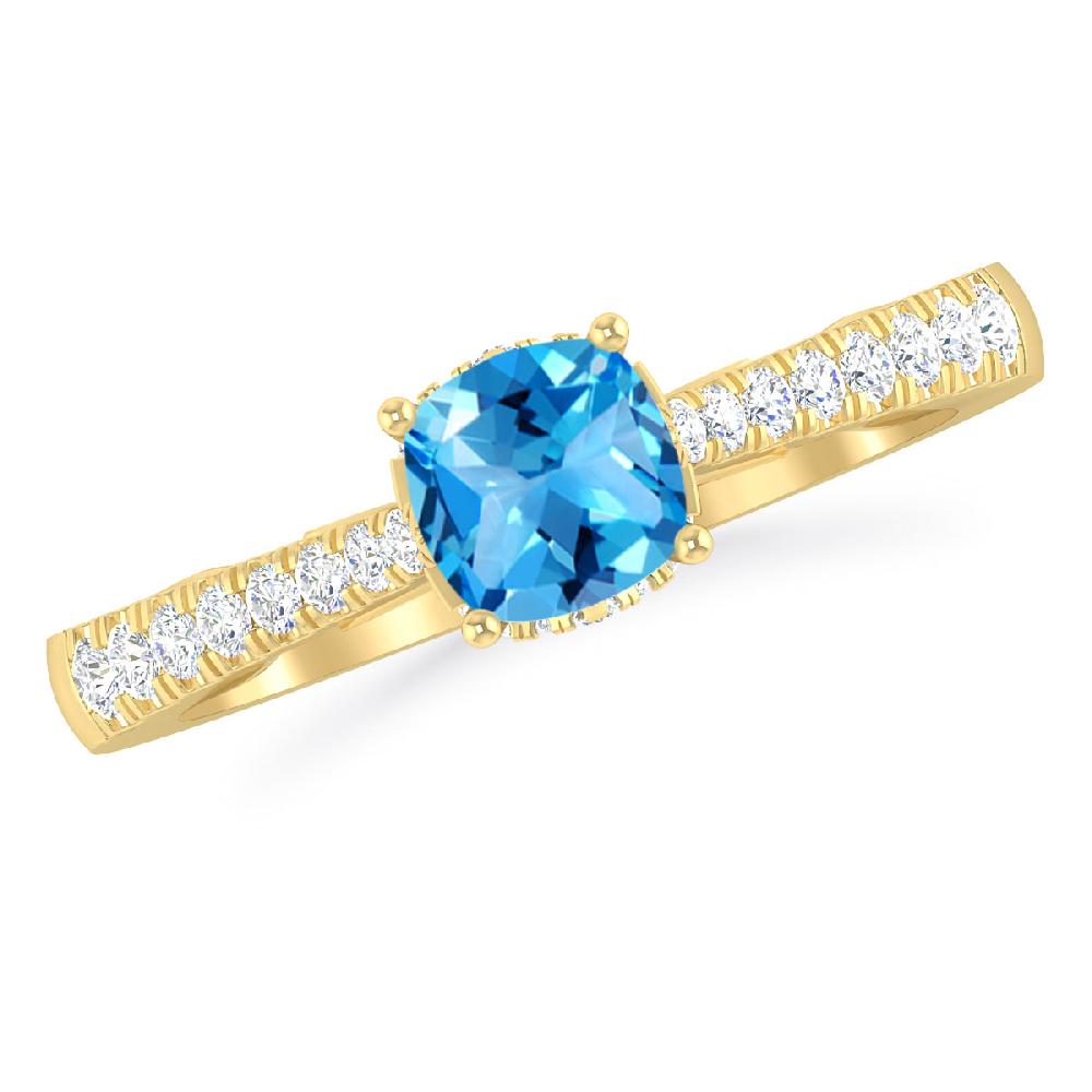 Yellow Gold - Blue Topaz