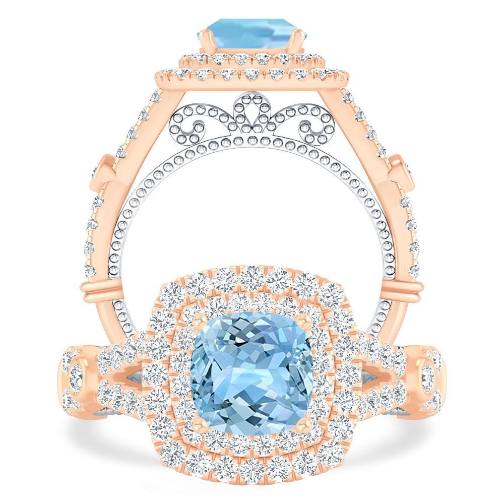 Rose Gold - Aquamarine