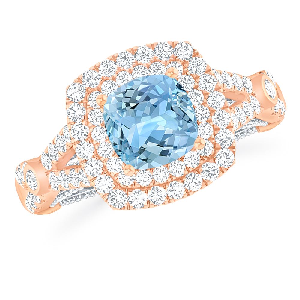 Rose Gold - Aquamarine