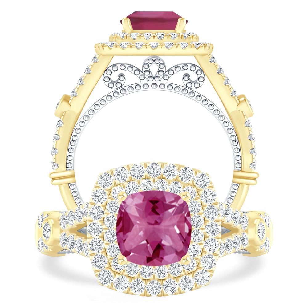 Yellow Gold - Pink Tourmaline