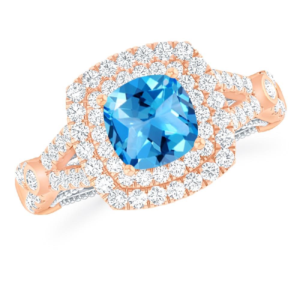 Rose Gold - Blue Topaz