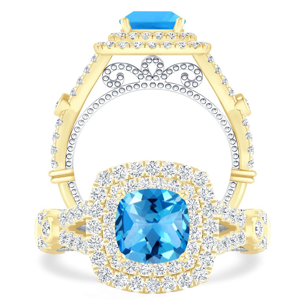 Yellow Gold - Blue Topaz