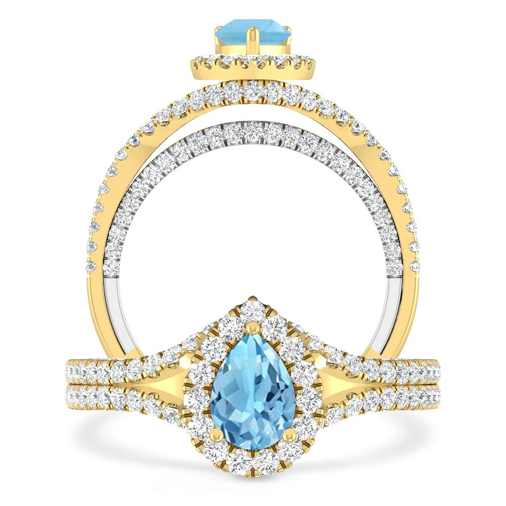 Yellow Gold - Blue Topaz