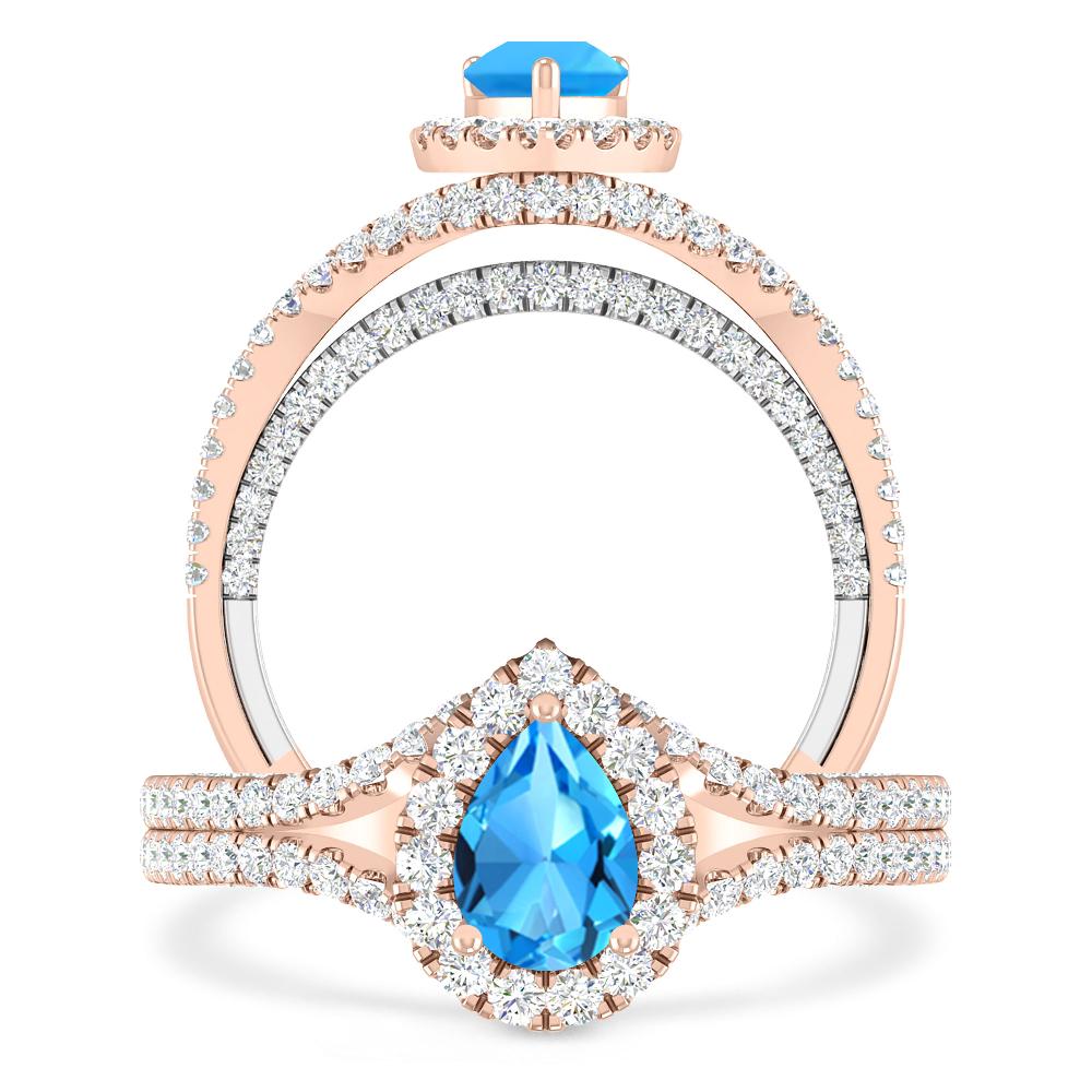 Rose Gold - Blue Topaz