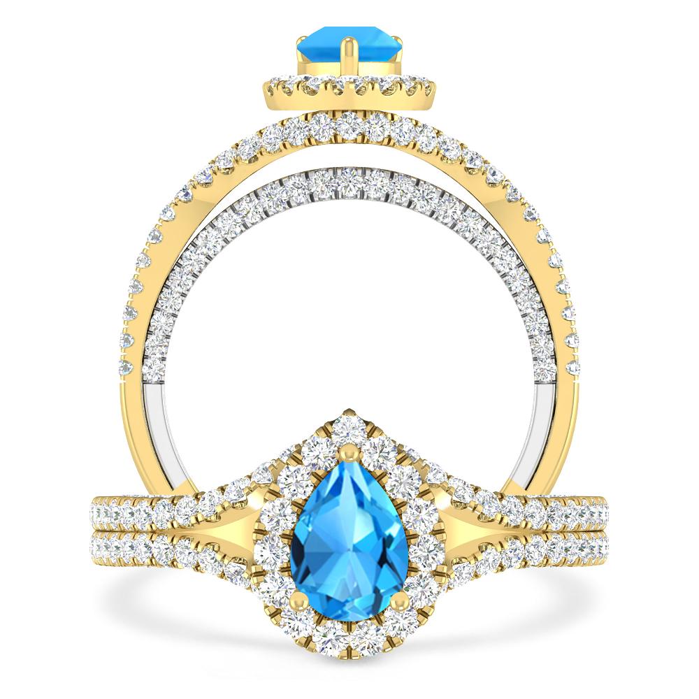 Yellow Gold - Blue Topaz