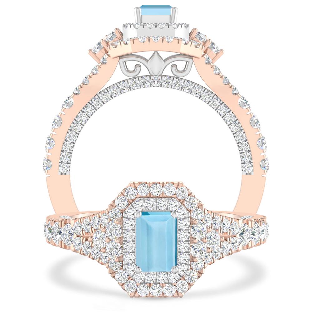 Rose Gold - Aquamarine