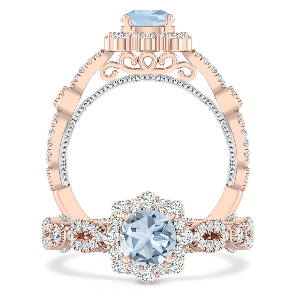 Rose Gold - Aquamarine