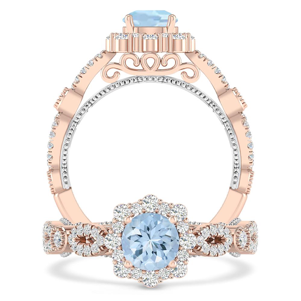 Rose Gold - Aquamarine