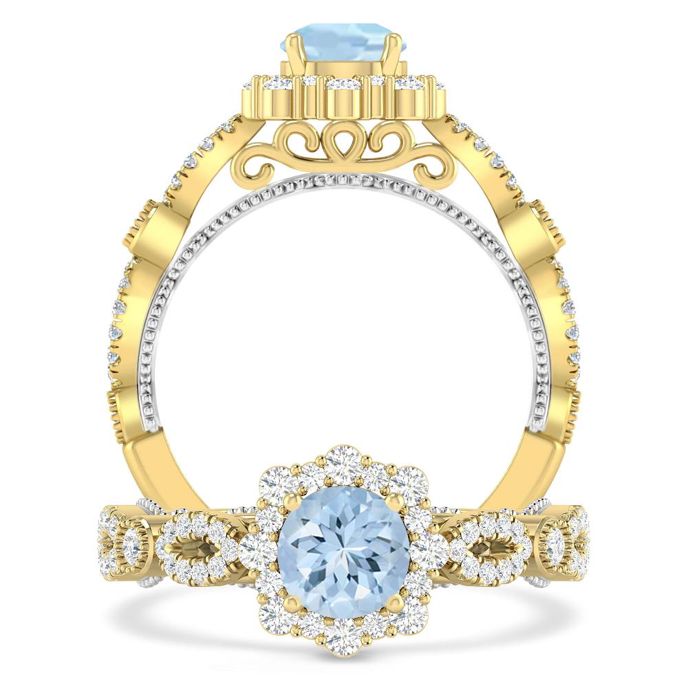 Yellow Gold - Aquamarine