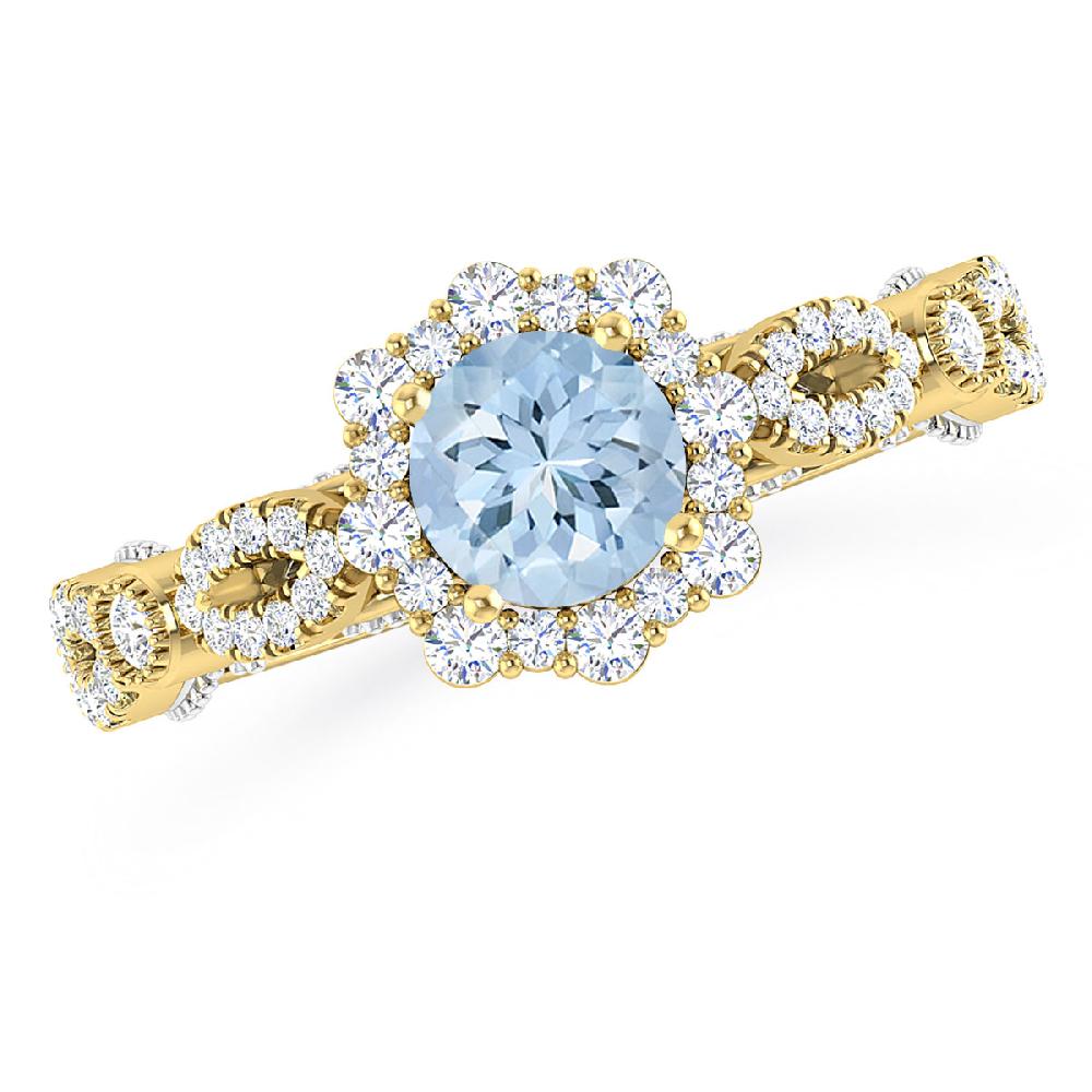 Yellow Gold - Aquamarine