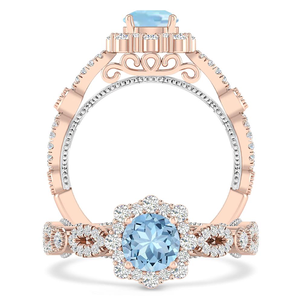 Rose Gold - Aquamarine