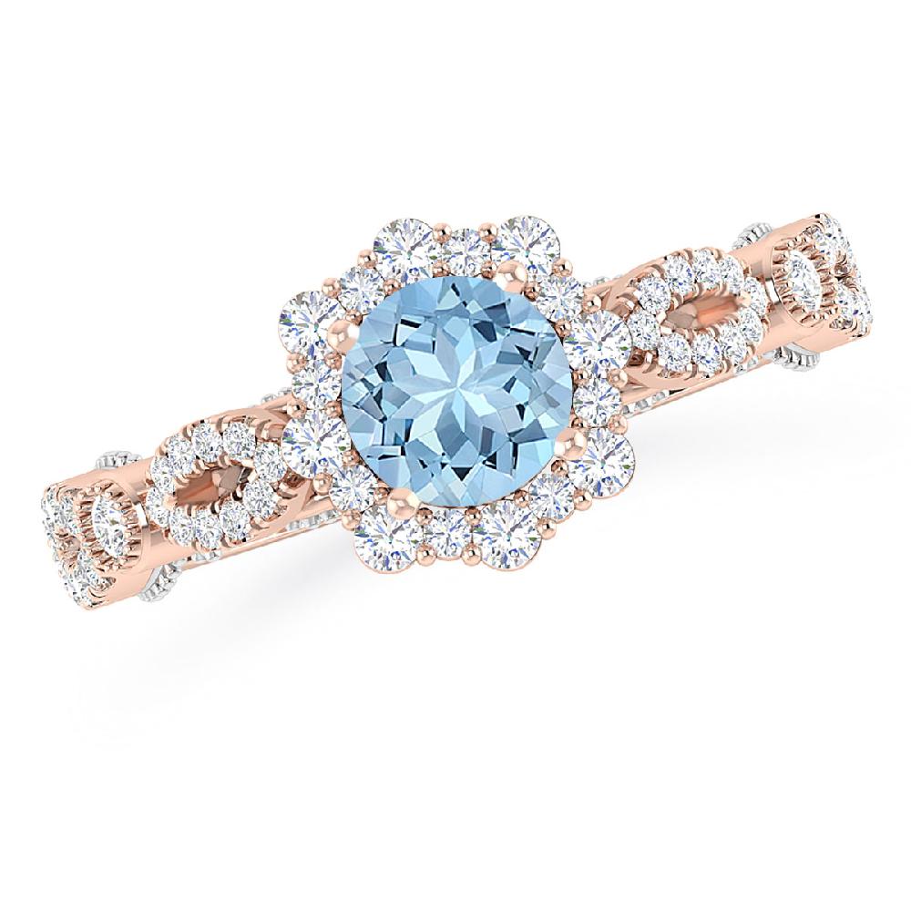 Rose Gold - Aquamarine