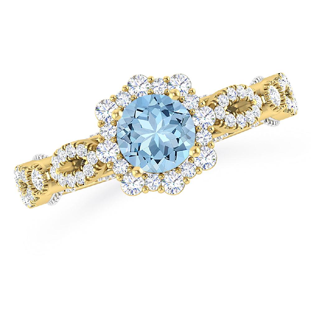 Yellow Gold - Aquamarine