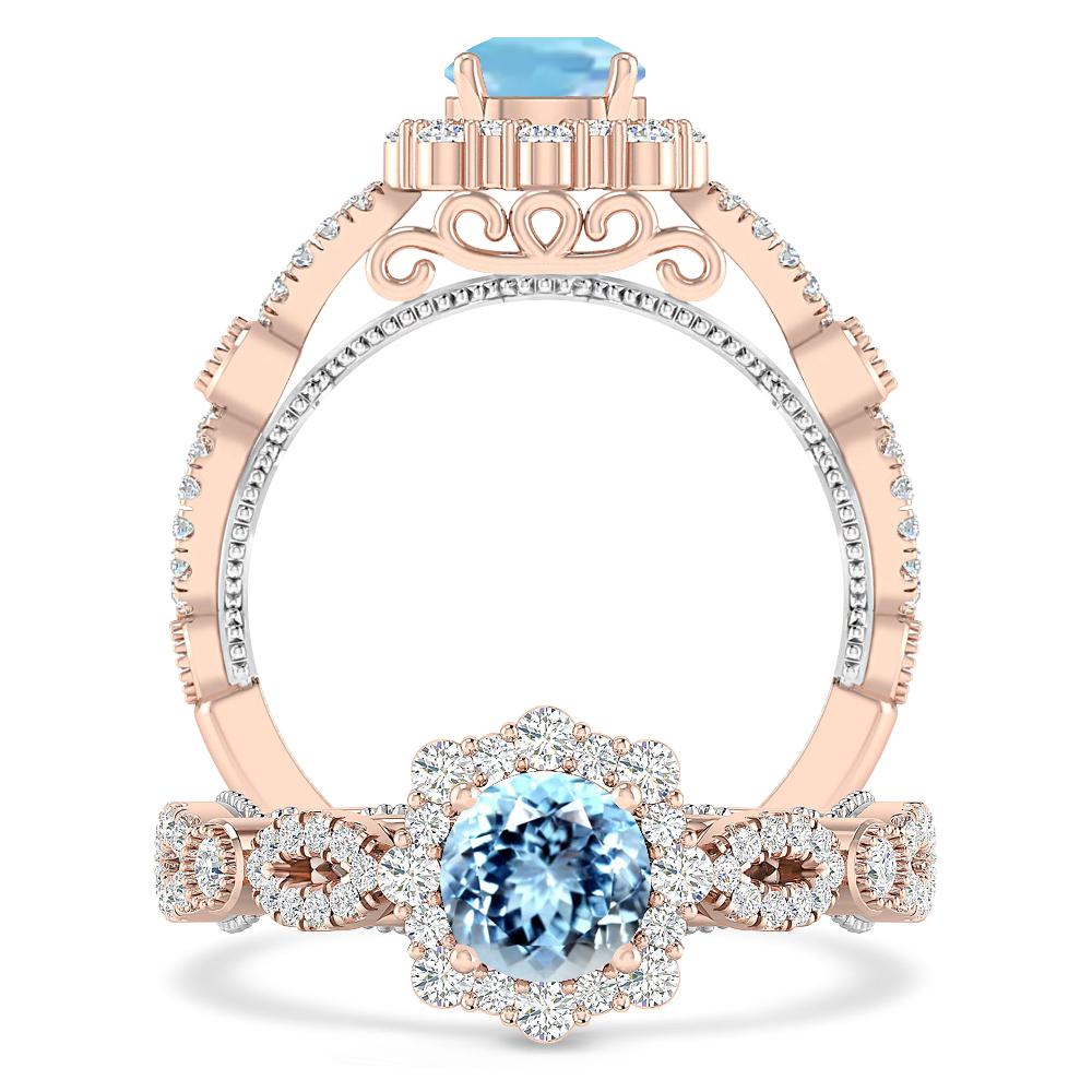 Rose Gold - Aquamarine