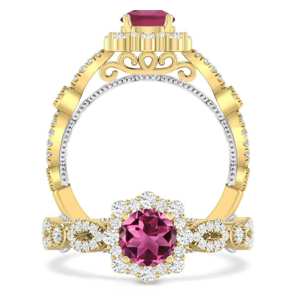 Yellow Gold - Pink Tourmaline