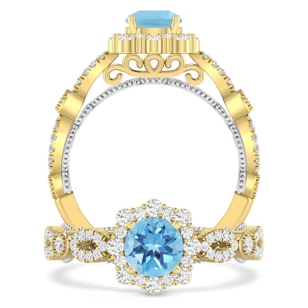 Yellow Gold - Blue Topaz