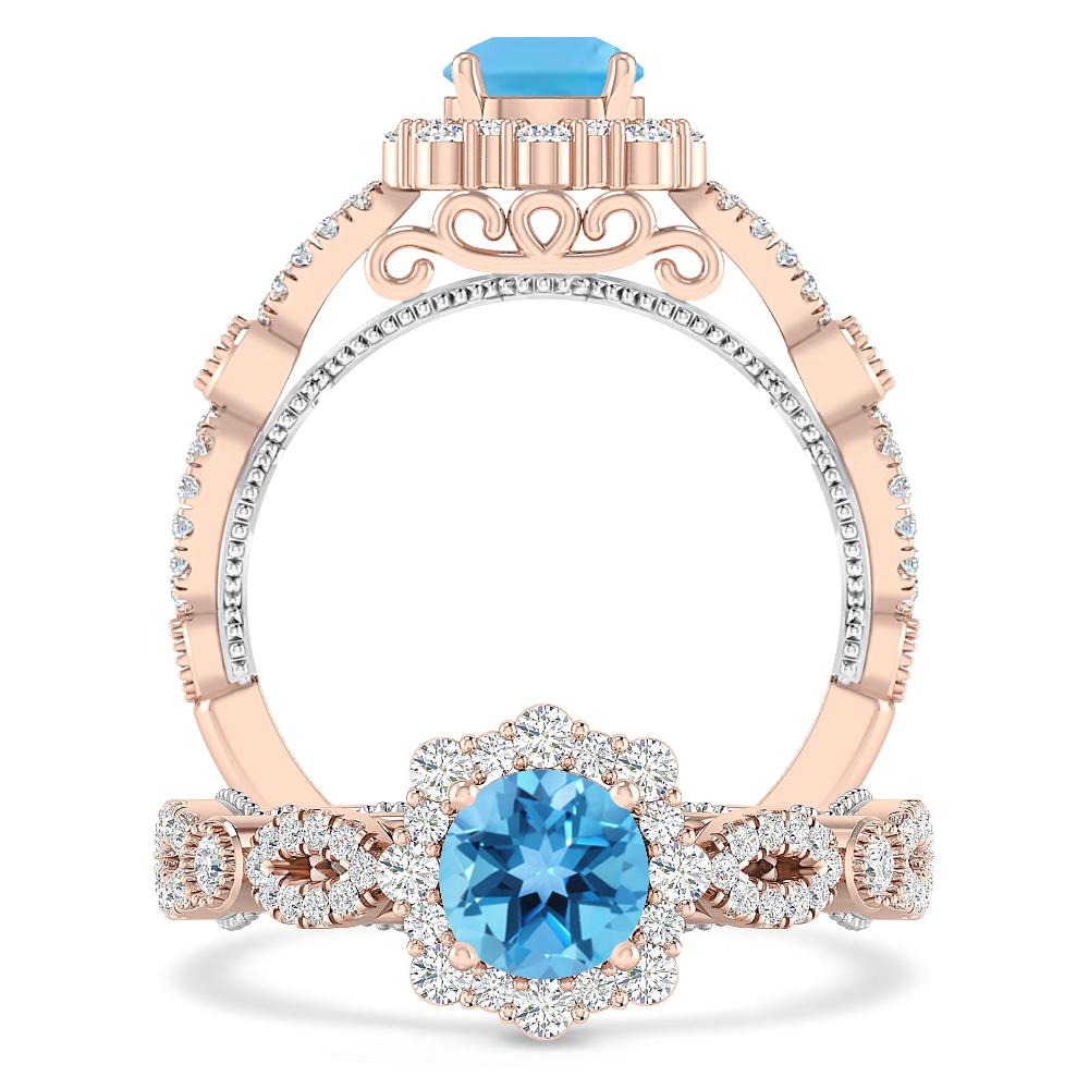 Rose Gold - Blue Topaz