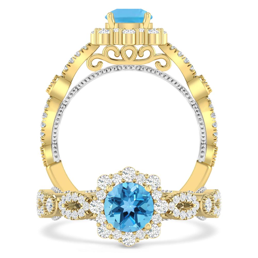 Yellow Gold - Blue Topaz