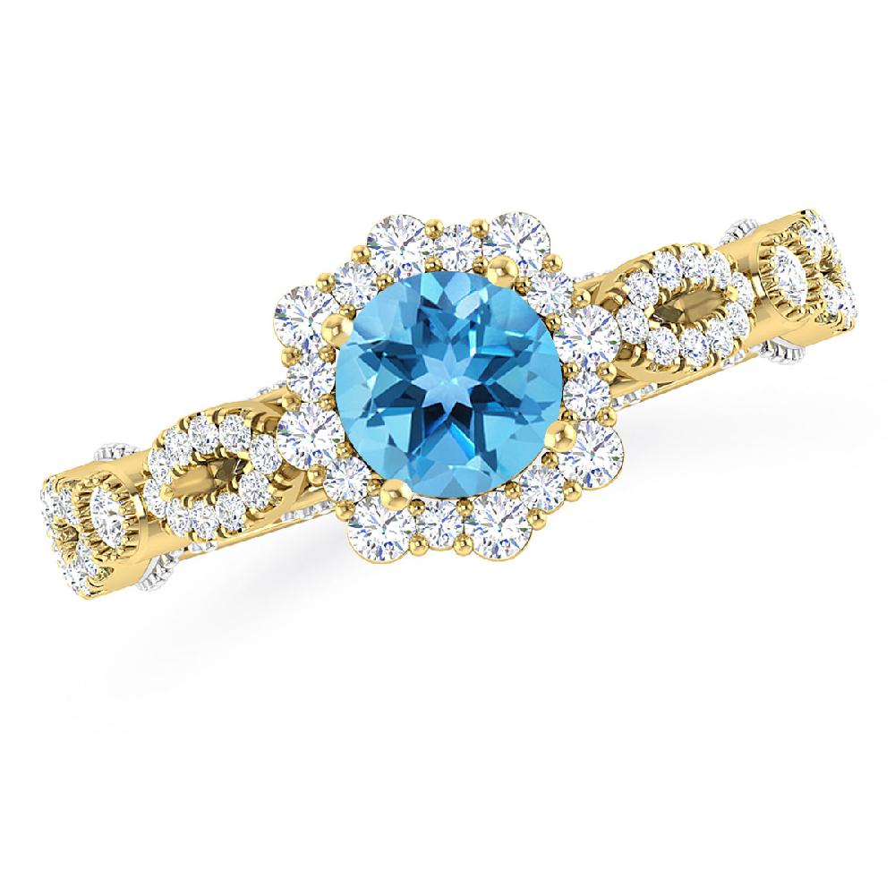 Yellow Gold - Blue Topaz