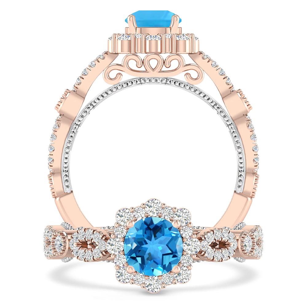 Rose Gold - Blue Topaz