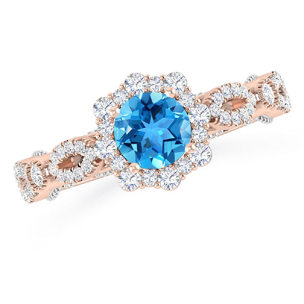 Rose Gold - Blue Topaz