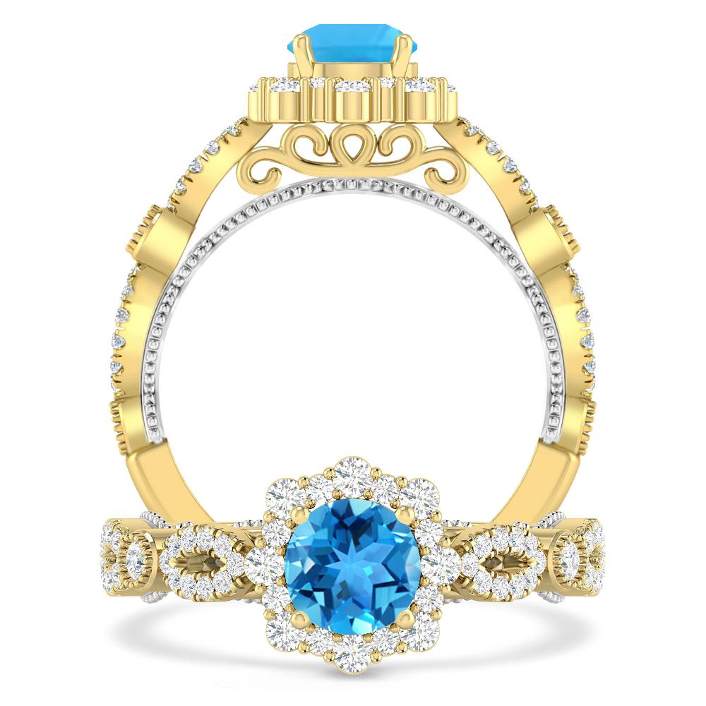 Yellow Gold - Blue Topaz