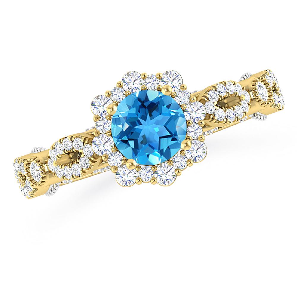 Yellow Gold - Blue Topaz