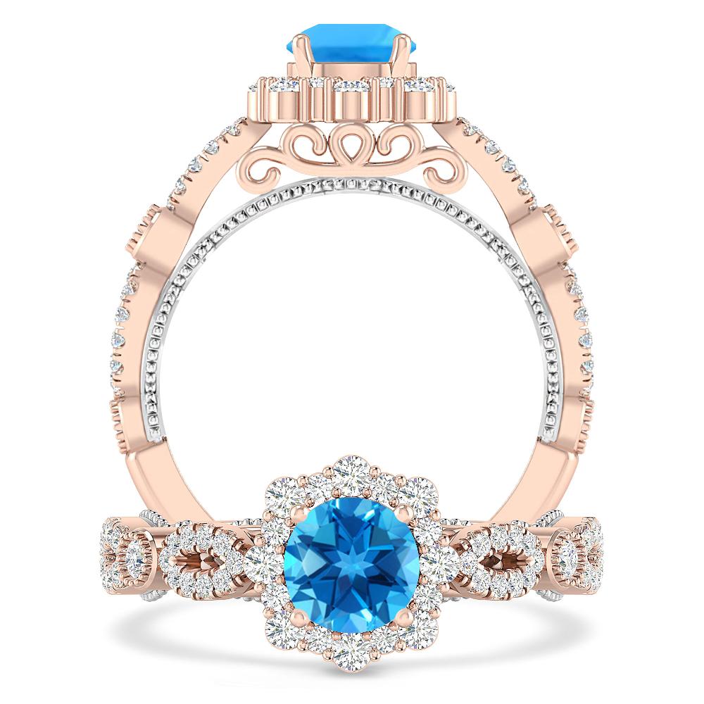 Rose Gold - Blue Topaz