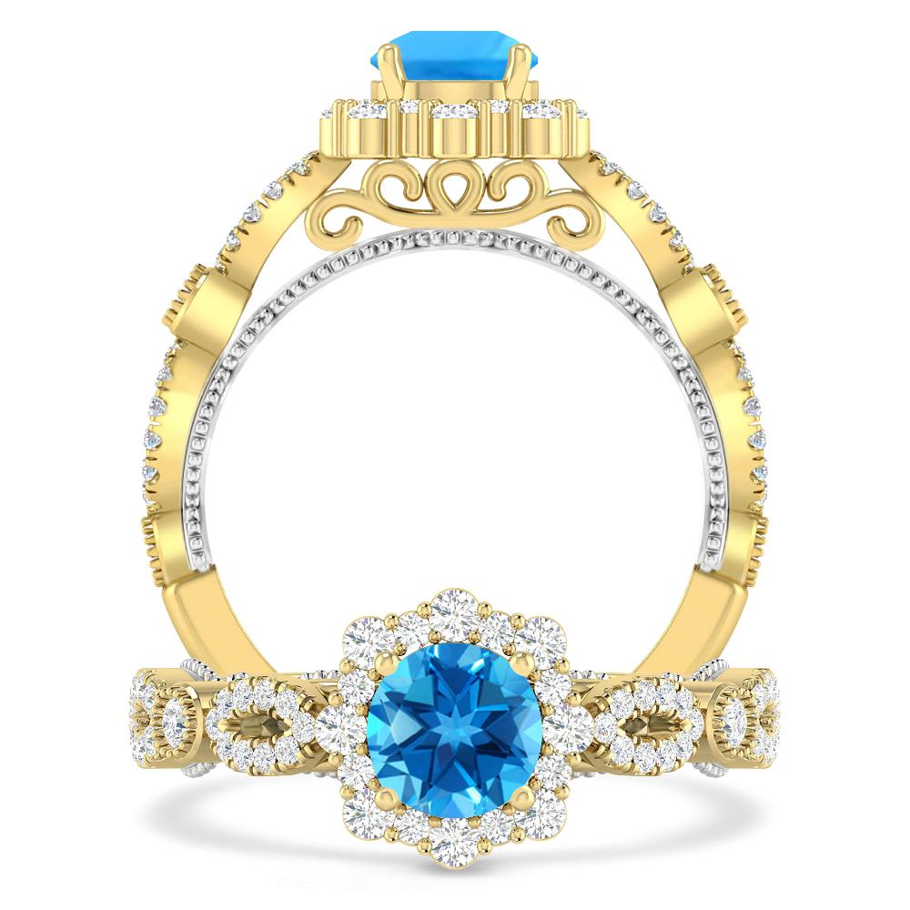 Yellow Gold - Blue Topaz