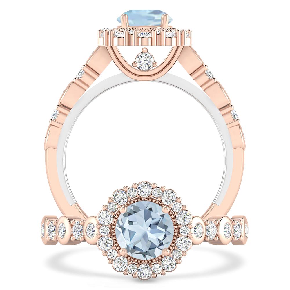 Rose Gold - Aquamarine