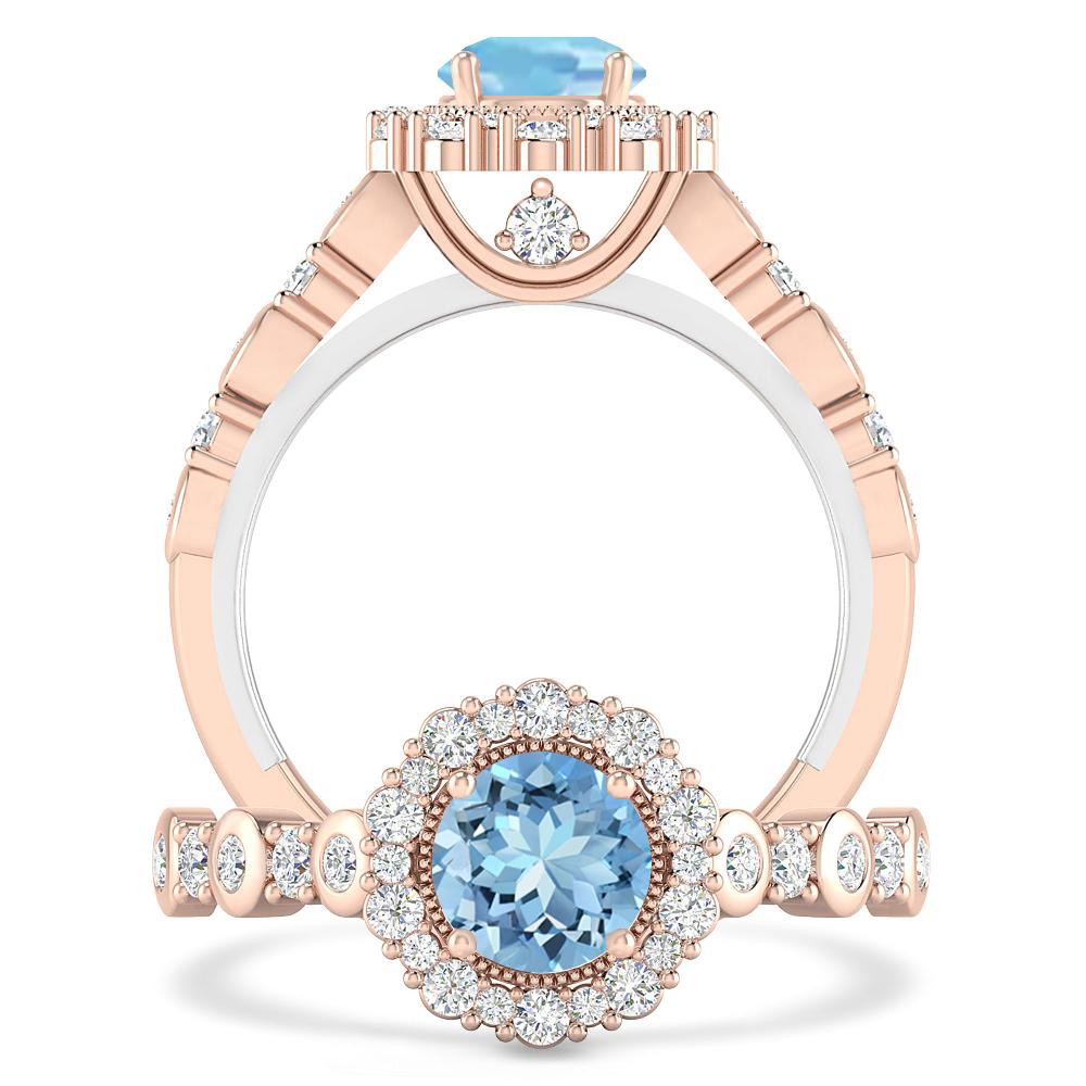 Rose Gold - Aquamarine