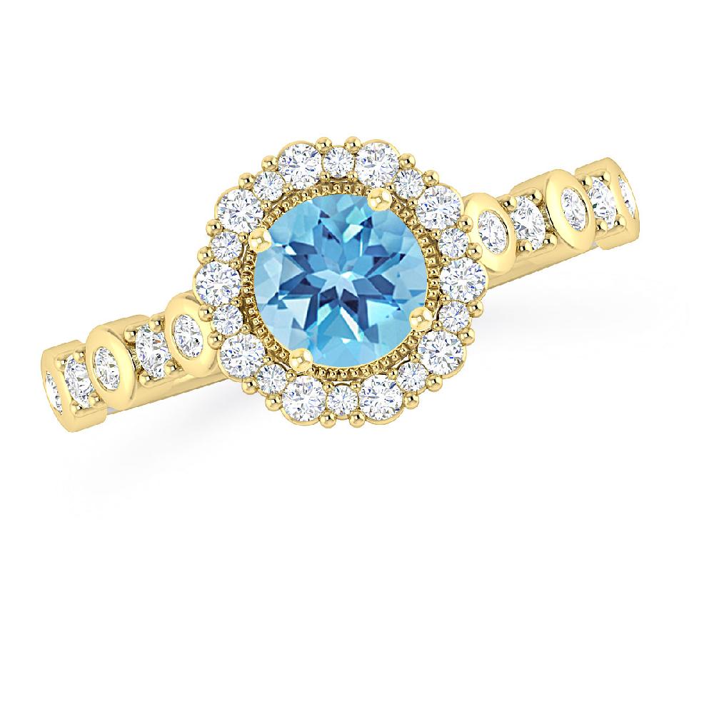 Yellow Gold - Blue Topaz