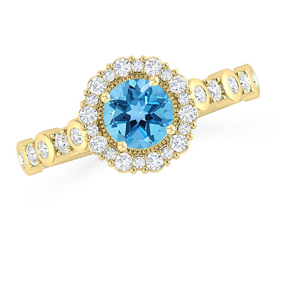 Yellow Gold - Blue Topaz