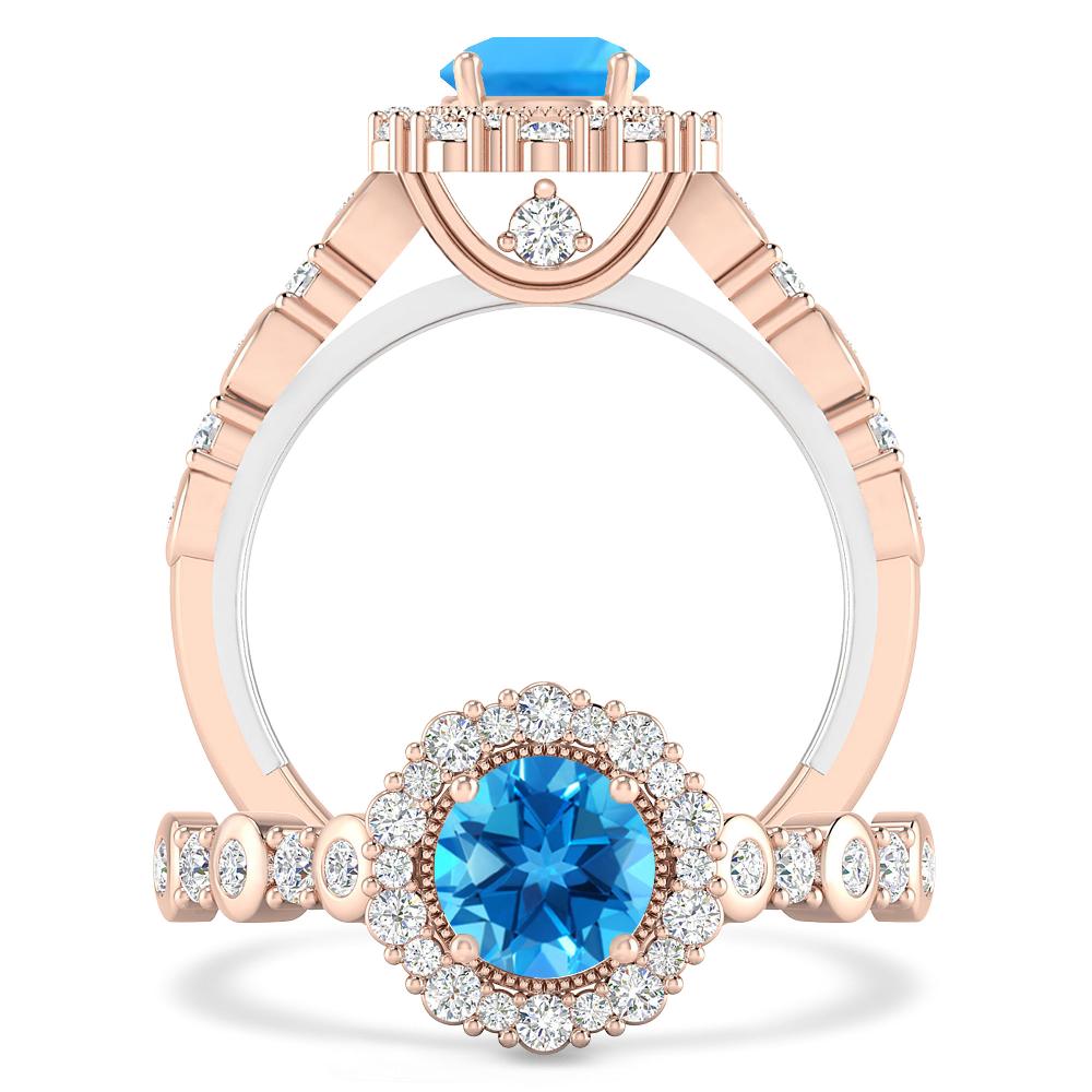 Rose Gold - Blue Topaz