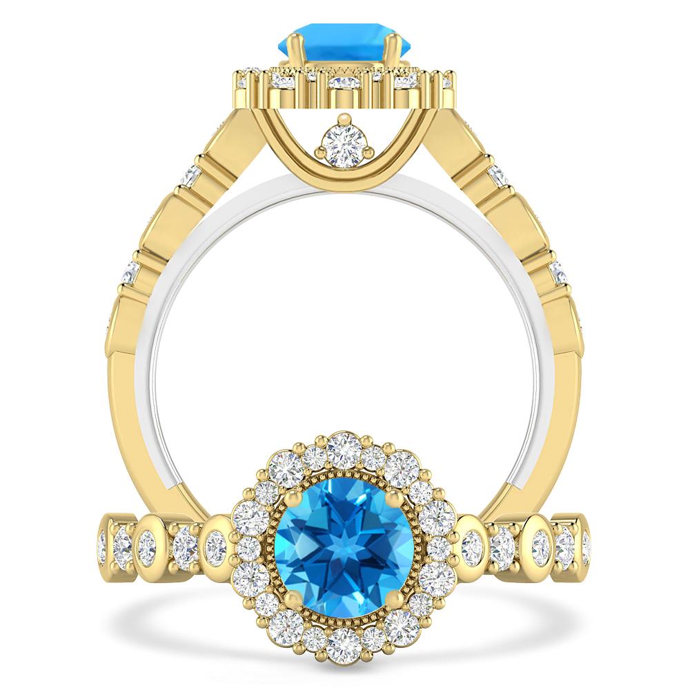 Yellow Gold - Blue Topaz