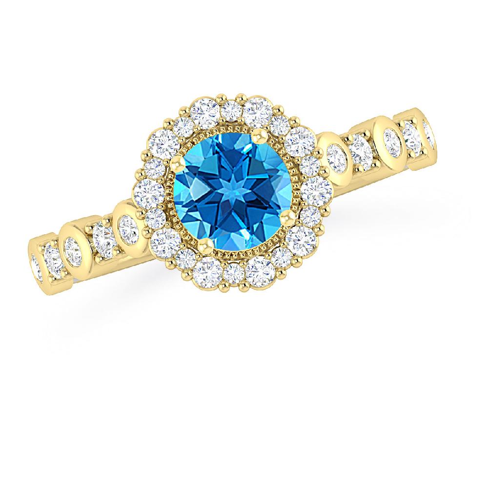 Yellow Gold - Blue Topaz