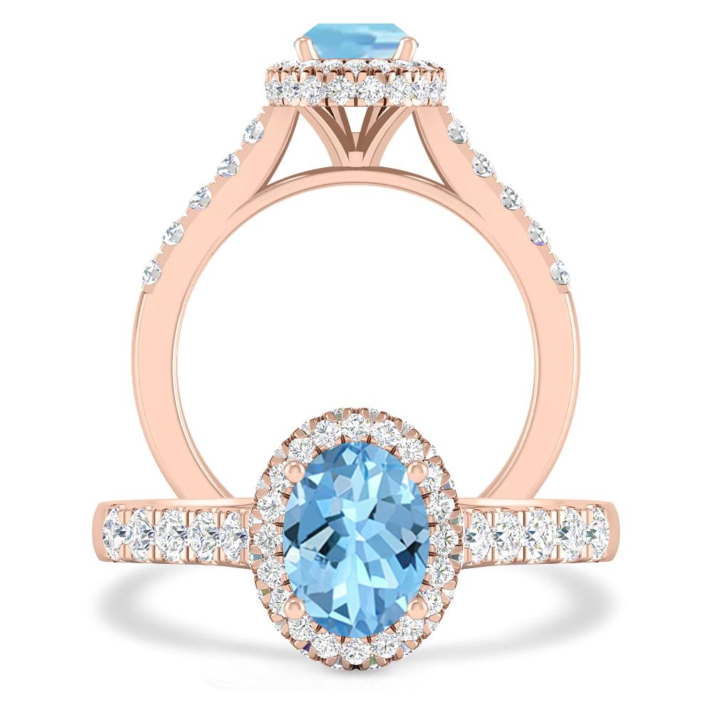 Rose Gold - Aquamarine