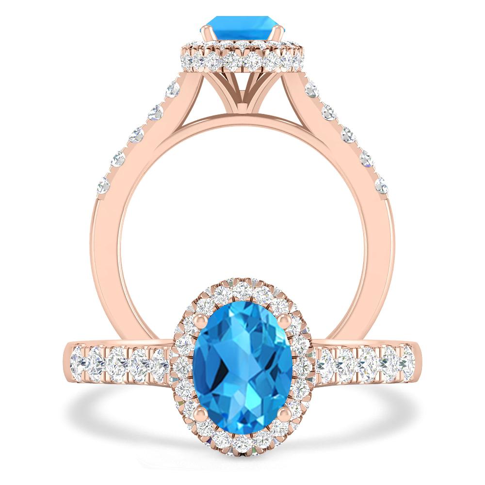 Rose Gold - Blue Topaz