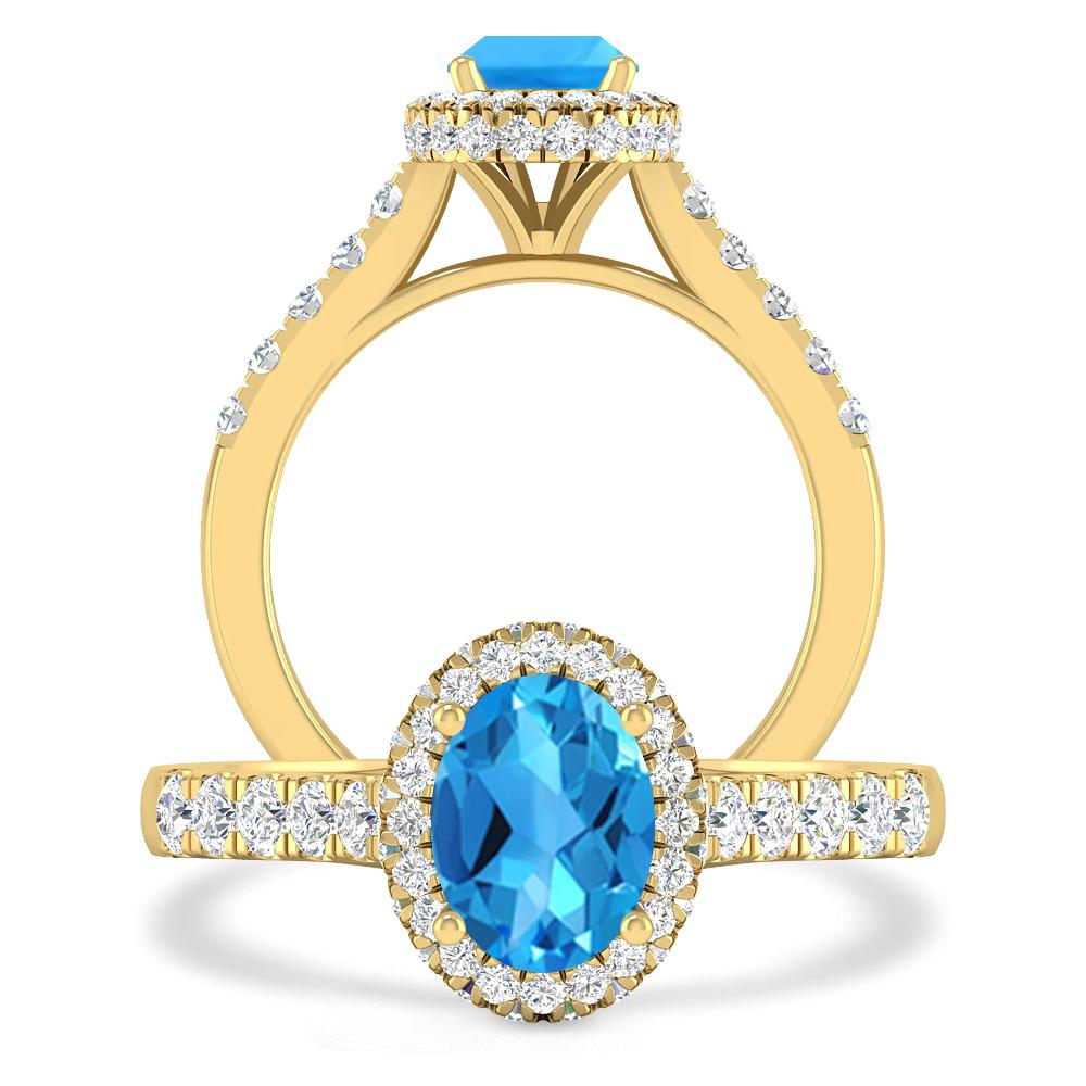 Yellow Gold - Blue Topaz