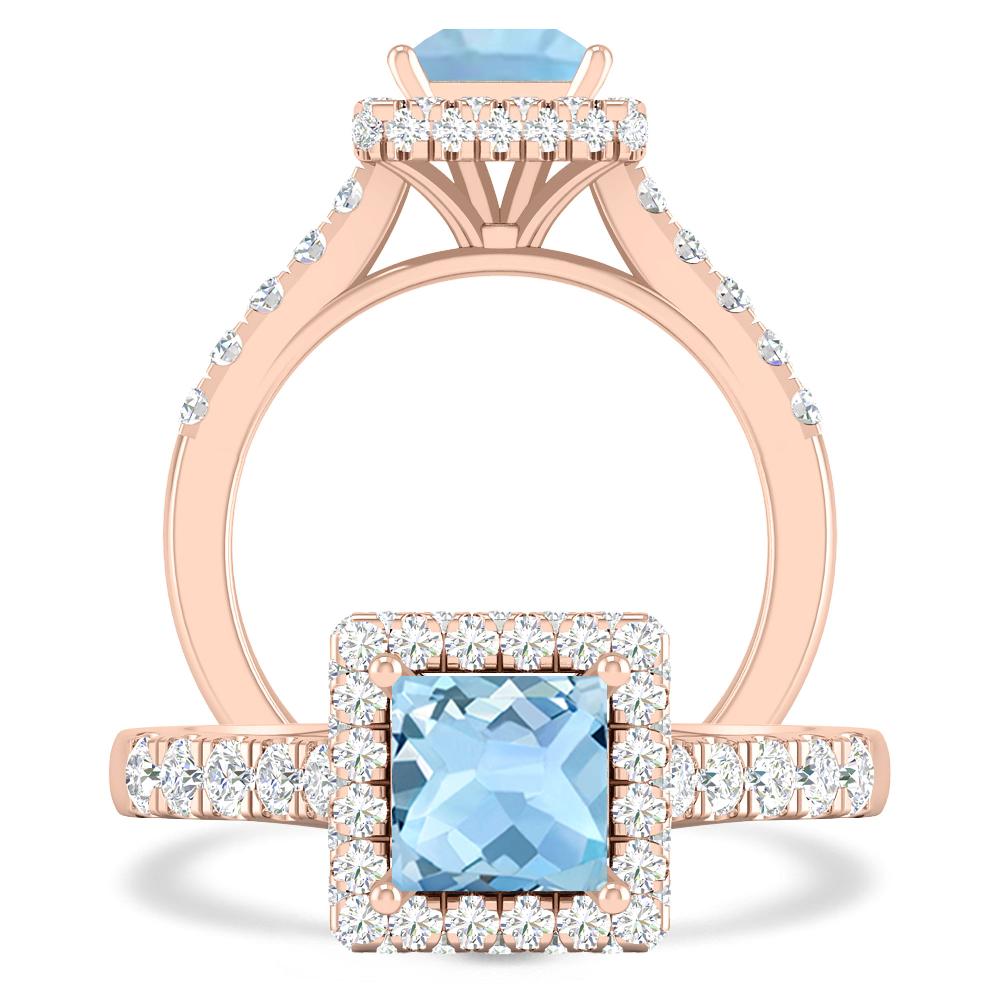 Rose Gold - Aquamarine