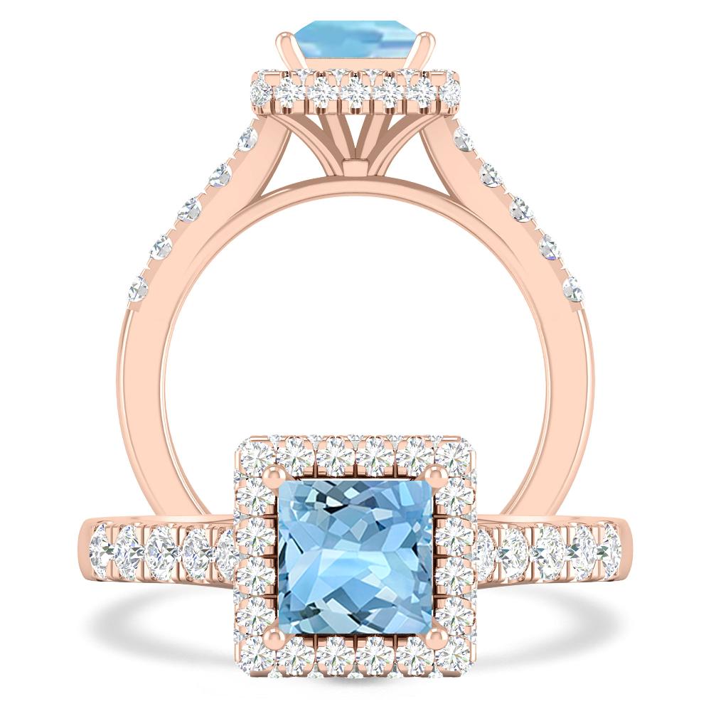 Rose Gold - Aquamarine