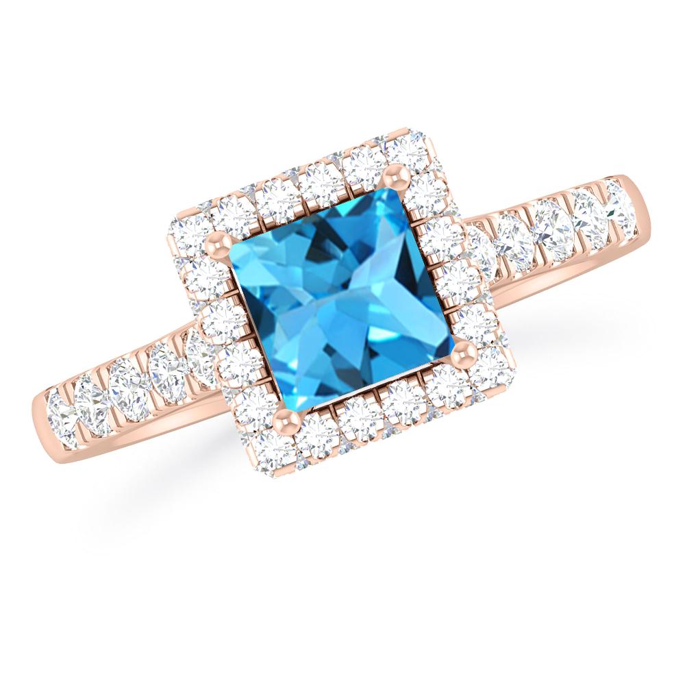 Rose Gold - Blue Topaz